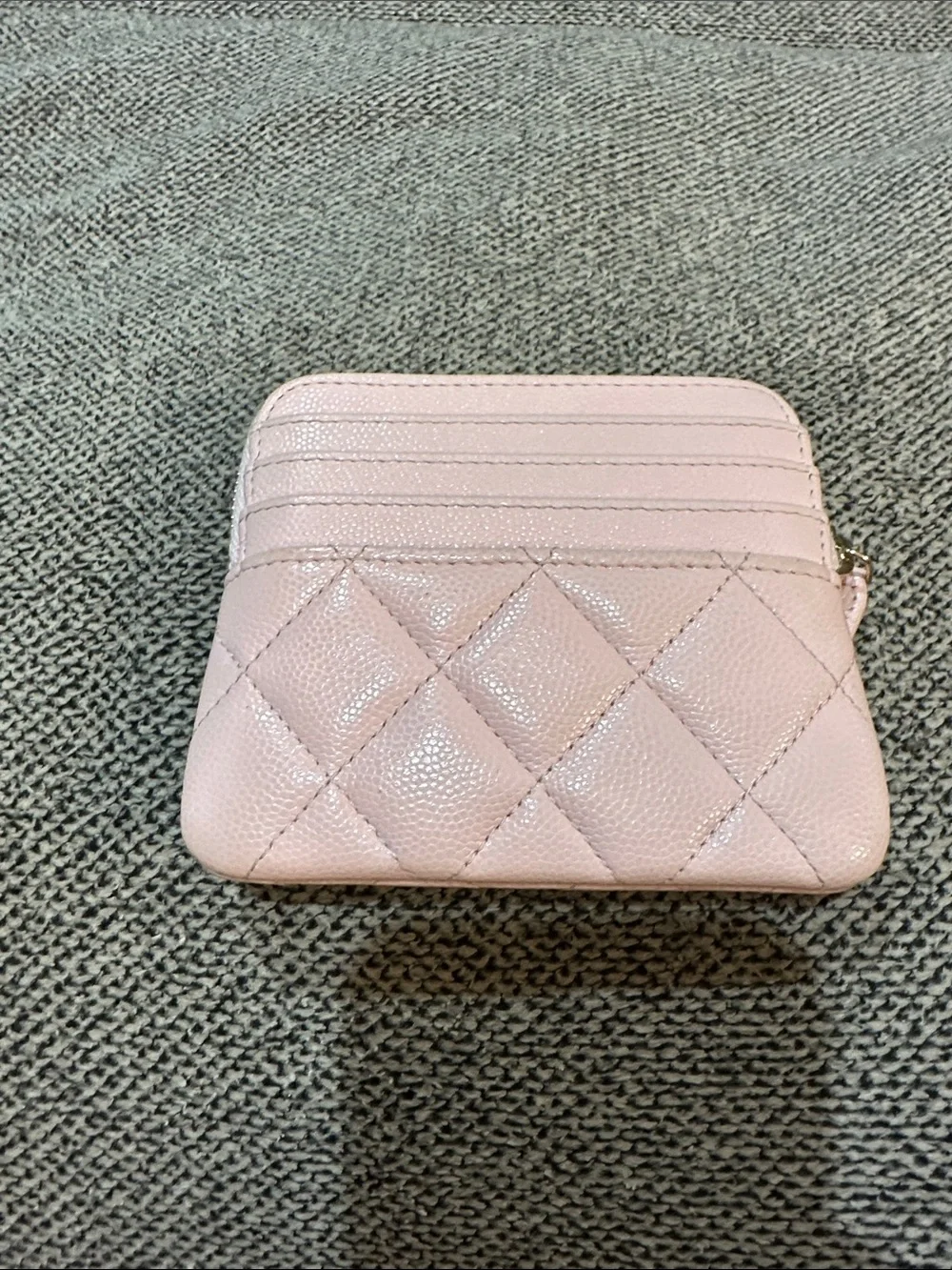 CHANEL Quilted Light Pink Mini Wallet with Crystal CC
